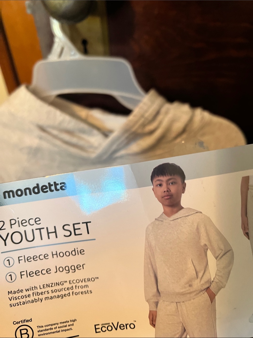 Mondetta Youth Fleece Hoodie & Joggers - Heather Cream